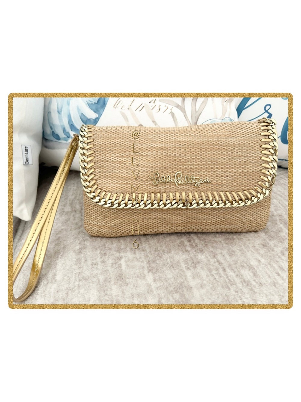 Lilly Pulitzer Tan & Gold Woven Clutch